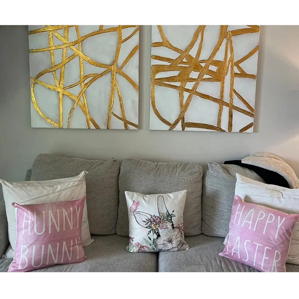 Easter Decorative Throw Pillow Covers Bunny Accent Cases Cottage Spring Decor - Picture 4 of 9